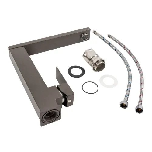 Смеситель кухонный Platinum 30 FHP (8569S) поворотный, однорычажный из нержавеющей стали, Темная скала