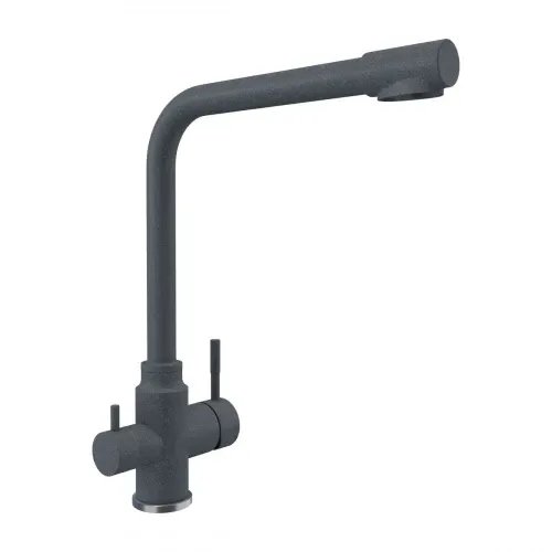 Смеситель под фильтр Platinum KT 8201 (8626) поворотный, двухрычажный из нержавеющей стали, Серый муссон