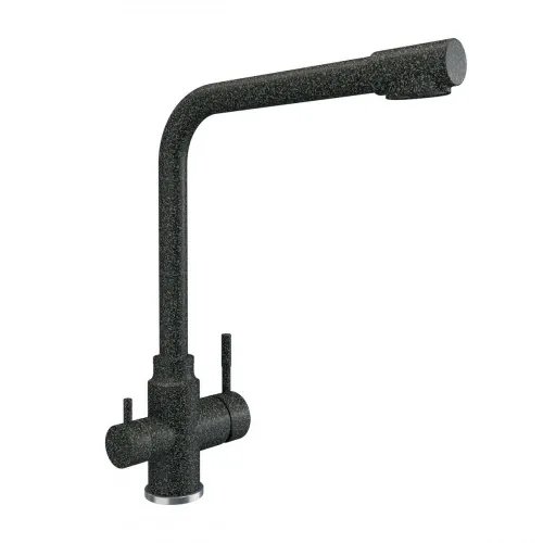 Смеситель под фильтр Platinum KT 8201 (8626) поворотный, двухрычажный из нержавеющей стали, Графит (000033365)