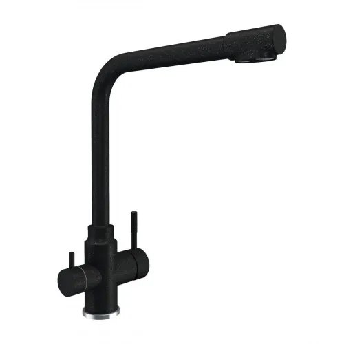 Смеситель под фильтр Platinum KT 8201 (8626) поворотный, двухрычажный из нержавеющей стали, Черный металлик