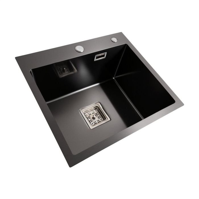 Кухонная мойка Platinum Handmade HSBB из нержавеющей стали 3,0 мм, 50x45x23 см, Квадратный сифон, Черная