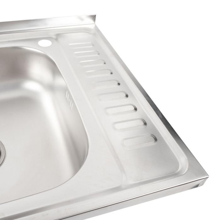 Кухонная мойка Рlatinum 6050 L из нержавеющей стали 0,7 мм, 60x50 см, Прямоугольная, Сатин (SP000000384)