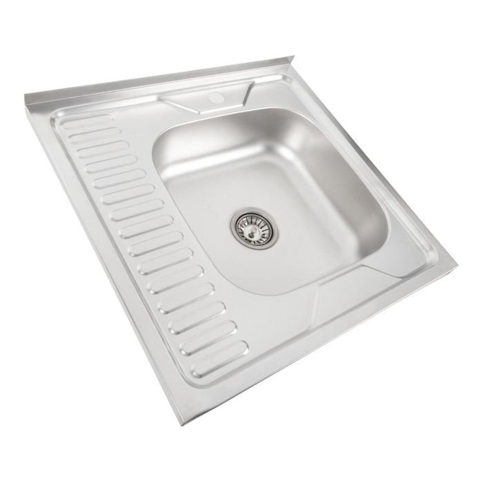 Кухонная мойка Рlatinum 6060 R ДЕКОР из нержавеющей стали 0,7 мм, 60x60 см, Квадратная, Серая (SP000000391)