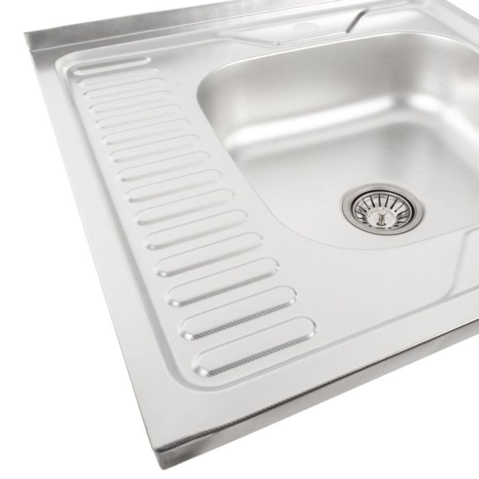 Кухонная мойка Рlatinum 6060 R ДЕКОР из нержавеющей стали 0,7 мм, 60x60 см, Квадратная, Серая (SP000000391)
