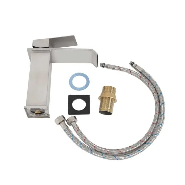 Смеситель для умывальника Platinum FHP 15 (8548) каскадный, однорычажный из нержавеющей стали (000032644)