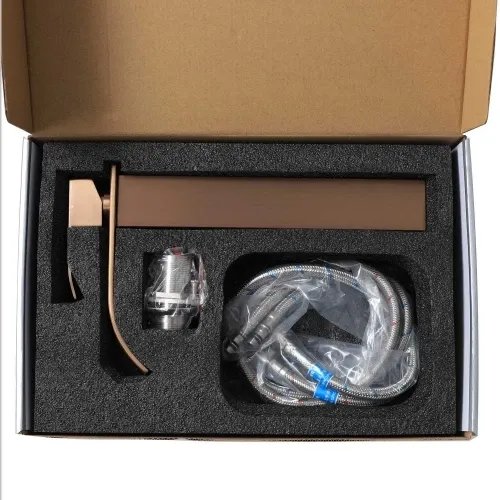 Смеситель для умывальника Platinum Handmade 3191 PVD статический, однорычажный из нержавеющей стали, Медь