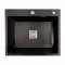 Кухонная мойка Platinum Handmade PVD из нержавеющей стали 1,0 мм, 60x50x23 см, Квадратный сифон, Черная HSB