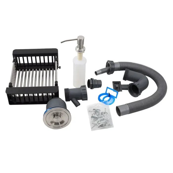 Кухонная мойка Platinum Handmade из нержавеющей стали 1,5 мм, 60x50 см, с подставкой для ножей, Прямоугольная