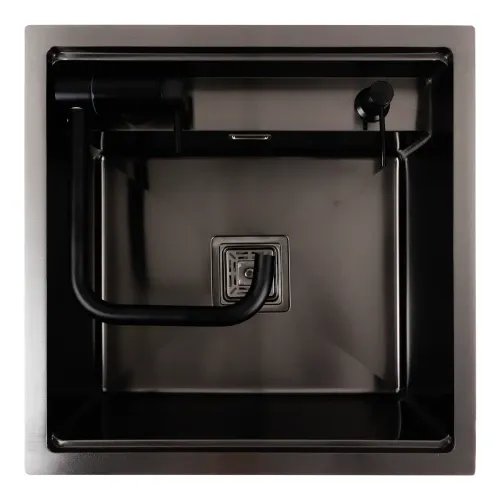 Кухонная мойка Platinum Handmade TZ из нержавеющей стали, 50x50x20 см, одночашевая со смесителем, Черная