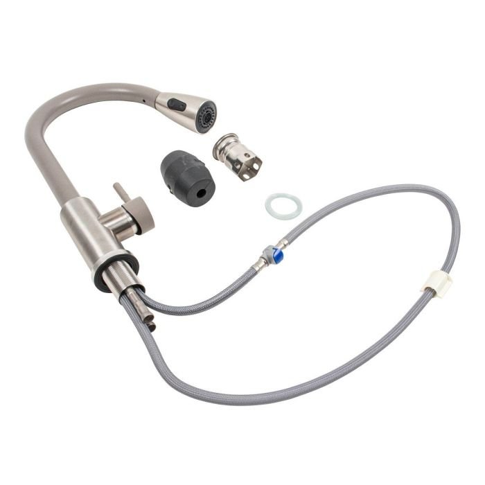 Смеситель кухонный Platinum KT 8203 (8614) однорычажный с выдвижным изливом, Дюна комби (SP000041279)