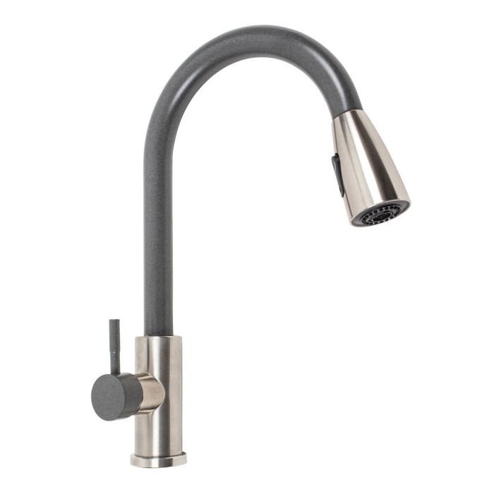 Смеситель кухонный Platinum KT 8203 (8614) однорычажный с выдвижным изливом, Морион комби (SP000041285)