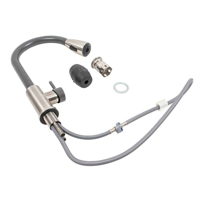 Смеситель кухонный Platinum KT 8203 (8614) однорычажный с выдвижным изливом, Морион комби (SP000041285)