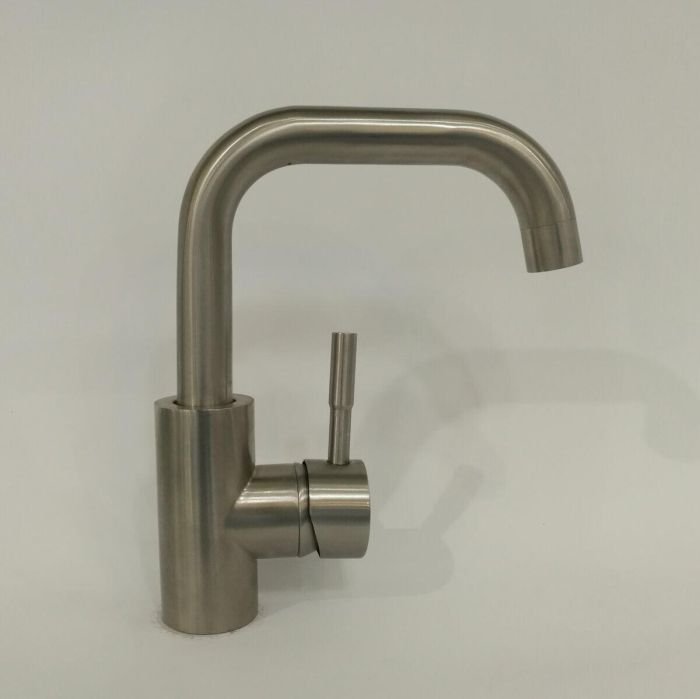 Смеситель кухонный Germece 8203 SK поворотный, однорычажный из нержавеющей стали, Серебристый (SP000013131)