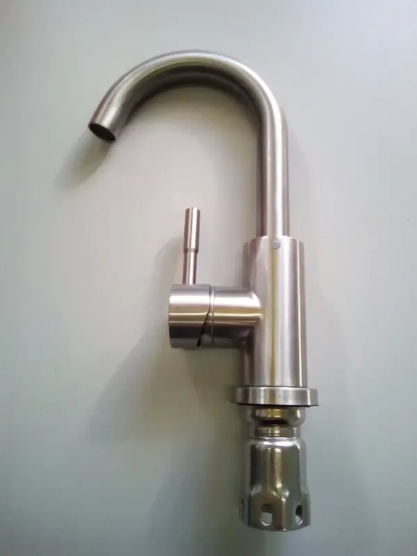 Смеситель кухонный Germece 8202 SK поворотный, однорычажный из нержавеющей стали, Серебристый (SP000013130)