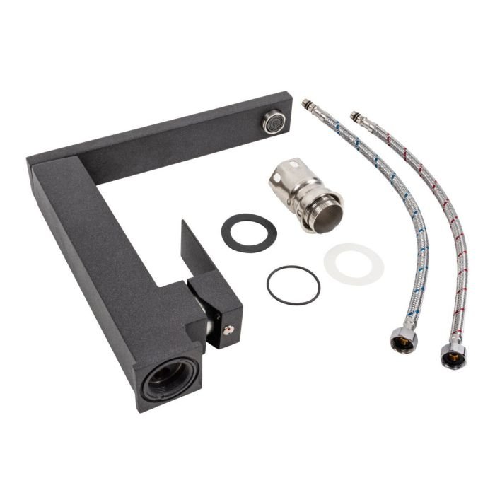 Смеситель кухонный Platinum 30 FHP (8569S) поворотный, однорычажный из нержавеющей стали, Карбон