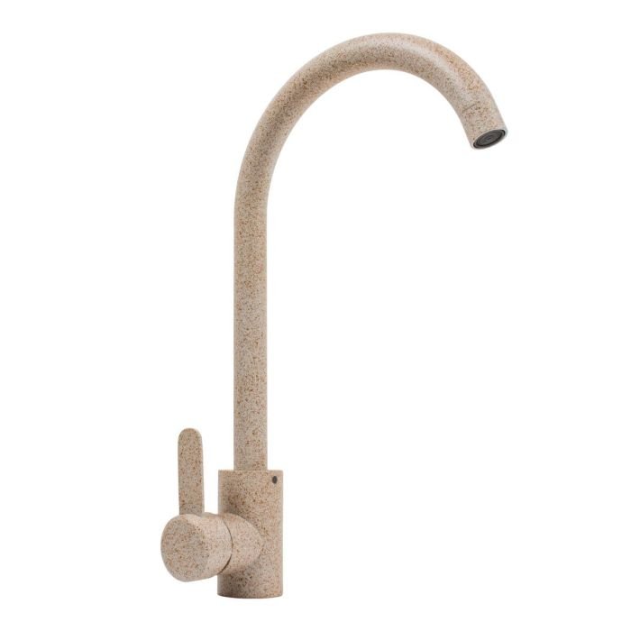 Смеситель кухонный Platinum 7990 NEST (3008 А-FN) поворотный, однорычажный из нержавеющей стали, Сафари