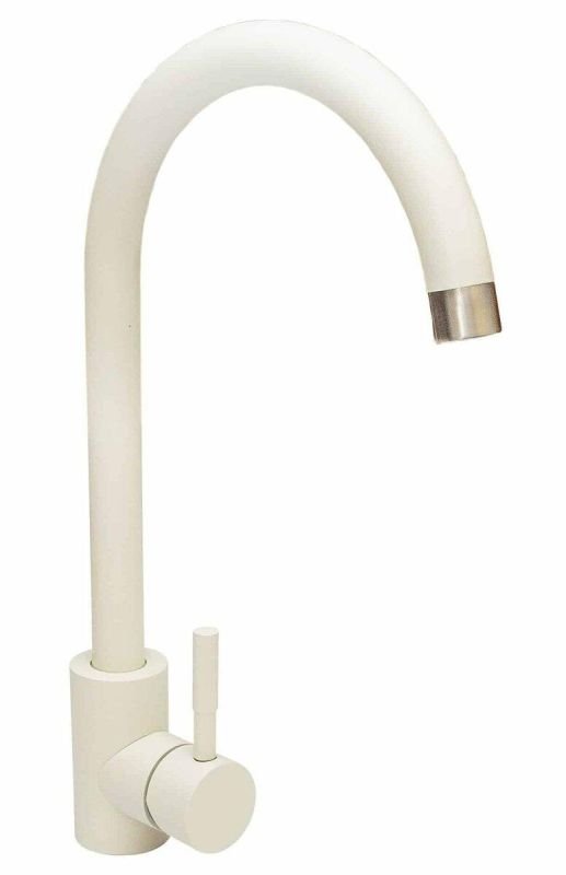 Смеситель кухонный Germece 0003 поворотный, однорычажный из нержавеющей стали, Белоснежный (SP000024085)