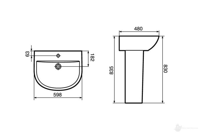 1010121 Fresh Раковина 600*480 мм, можно установить с 0010121