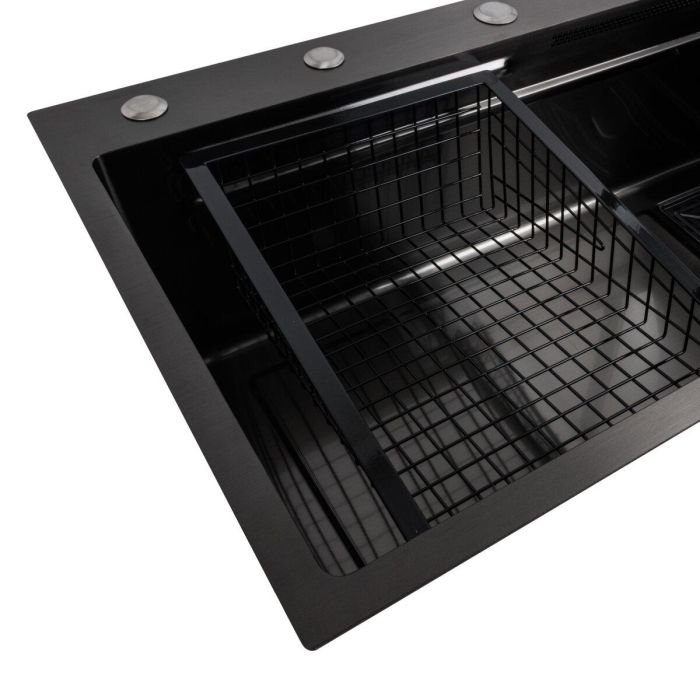 Кухонна мийка 75*45A PVD чорна Platinum Handmade "ВОДОСПАД"