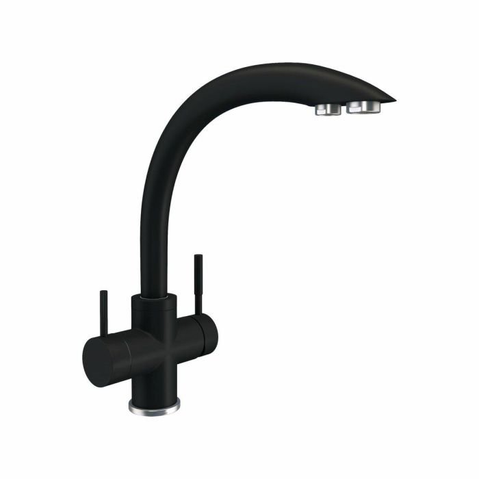 Смеситель под фильтр Platinum 8203 HDF поворотный, двухрычажный из нержавеющей стали, Черный (SP000033677)