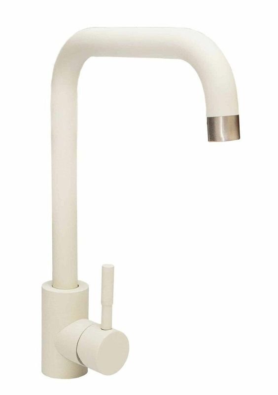 Смеситель кухонный Germece 0001 поворотный, однорычажный из нержавеющей стали, Белоснежный (SP000024085)