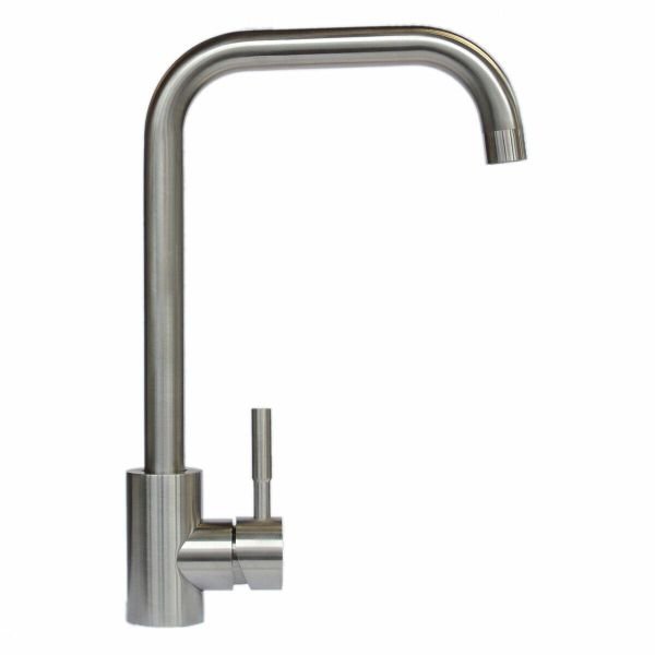 Смеситель кухонный Germece 0001 B SSK поворотный, однорычажный из нержавеющей стали, Сатин