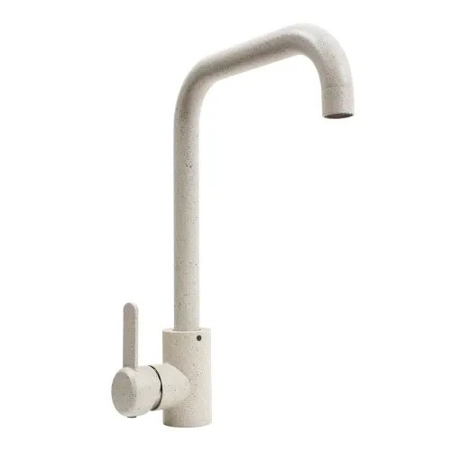 Смеситель кухонный Platinum KT 11 (3008B-FH) поворотный, однорычажный из нержавеющей стали, Белый в точку