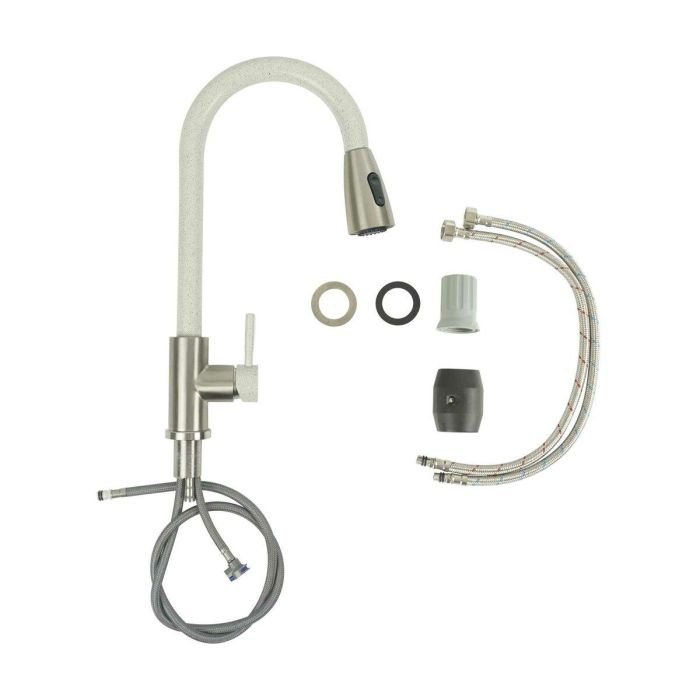 Змішувач з висувним виливом Platinum KT 8203 (8614) Білий в крапку комбі