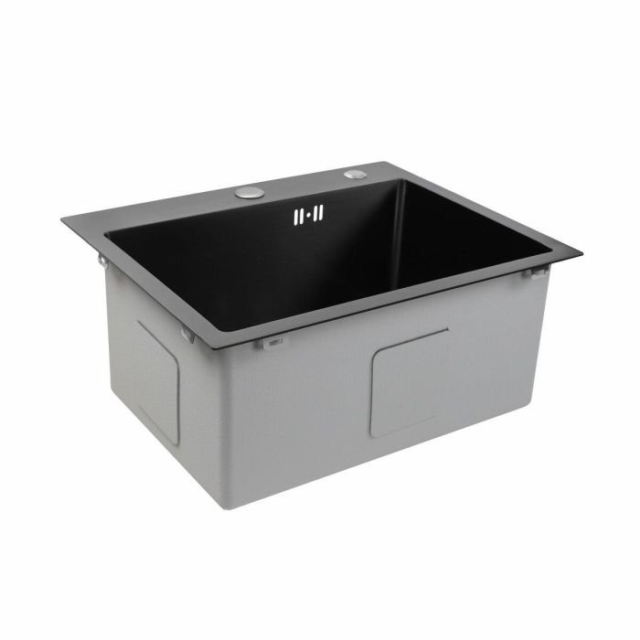 Кухонна мийка 50*45 PVD чорна Platinum Handmade (сифон круглий чорний, 3,0/0,8)