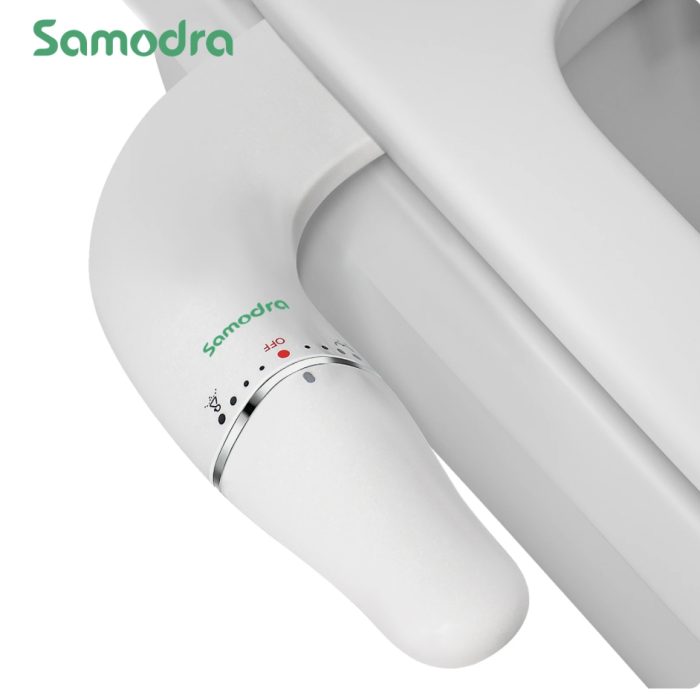 Портативное биде-накладка SAMODRA Washer тонкая под крышку, с боковым модулем, Белая (SMWDRW)
