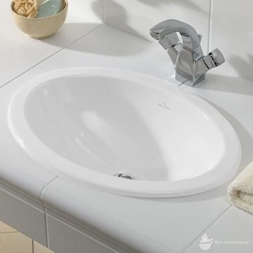 61404501 Loop And Friends Умывальник 45 см диаметр, встраиваемый сверху, с переливом, наружная сторона покрыта глазурью