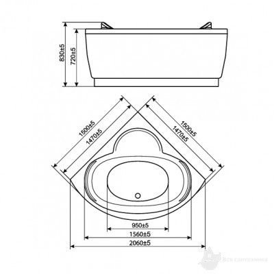1501121P Fresh Панель для ванны 150*150 см + крепление