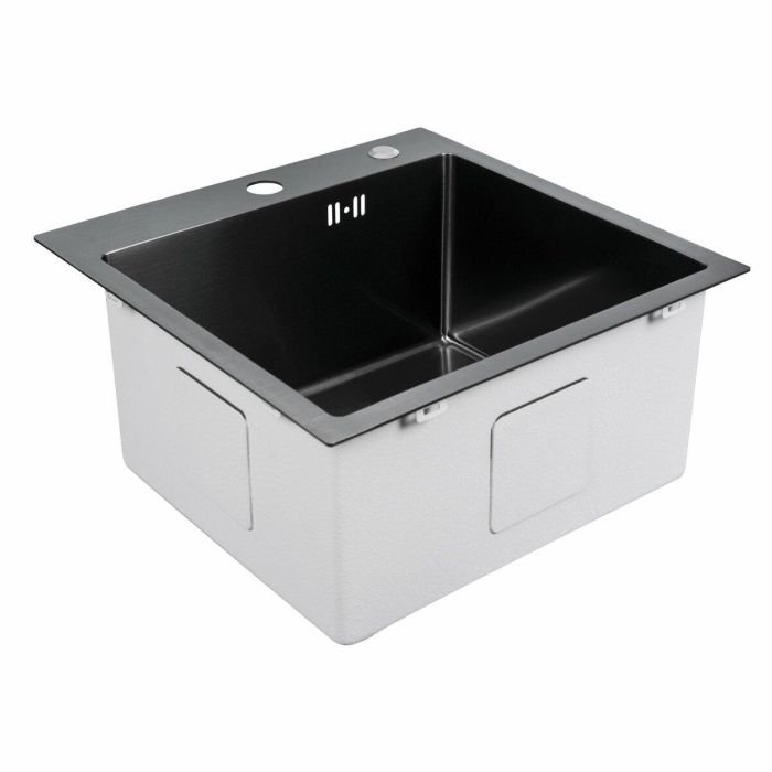 Кухонна мийка 45*45 Platinum Handmade PVD чорна (сифон крулий 3,0/0,8)