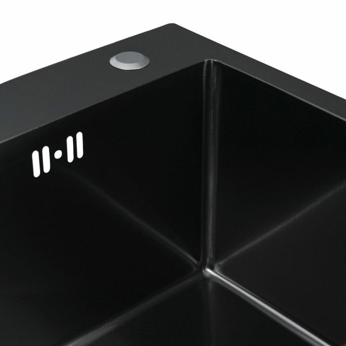 Кухонна мийка 45*45 Platinum Handmade PVD чорна (сифон крулий 3,0/0,8)