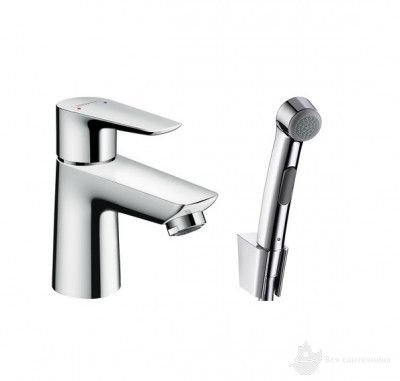 71729000 Talis E Смеситель для раковины с гигиеническим душем, с донным клапаном Push-Open, хром