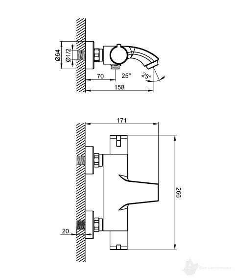 67033TJW4 Ecotherm Термостат для ванны, с защитой от ожогов
