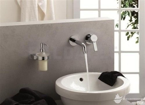 382450575 Zenta Настенный смеситель для раковины, излив 220 мм, хром, НЧ (СЧ отдельно 38243)