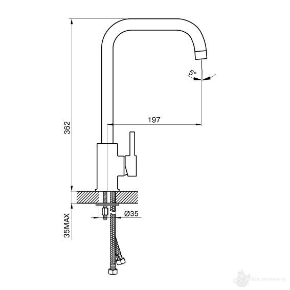 5619KT  Cмеситель кухонный