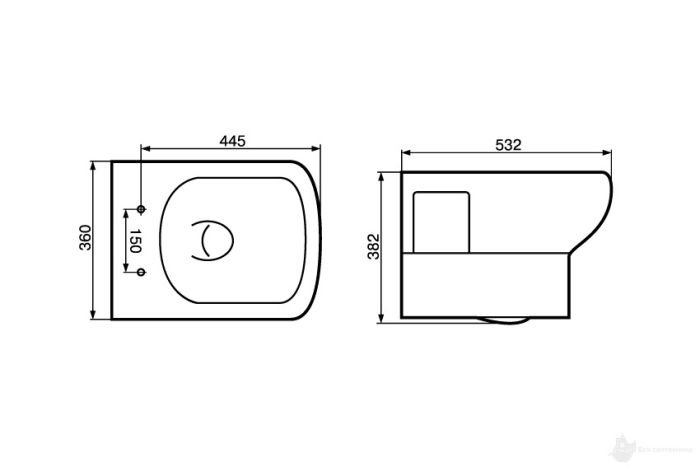 3020123 Comfort Унитаз подвесной 360*532 мм + крышка плавного опускания