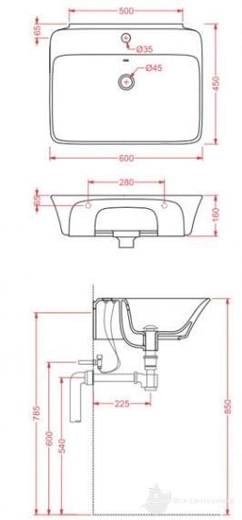 CWL002 01;00 Раковина подвесная/накладная 60х45 см, цвет белый