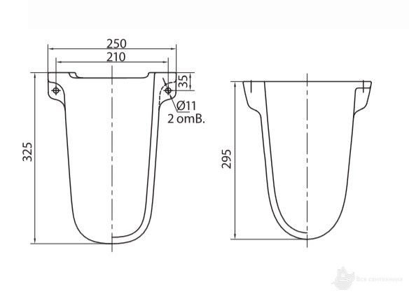 L77100 Freja Полупьедестал для раковин L71150, L71155, L71160