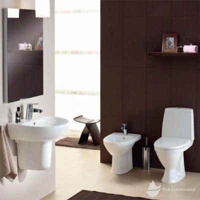 L89201 Runa Унитаз 36*63 см с косым выпуском + бачок нижний подвод + обычная крышка Duroplast, антибактериальная