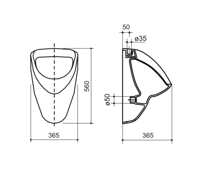 A35945O000 писсуар Roca Chic, 55,8х32,5 см белый